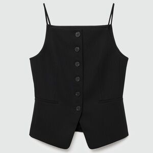 Mango halter vest top with buttons - Large - NWT - black tailored top